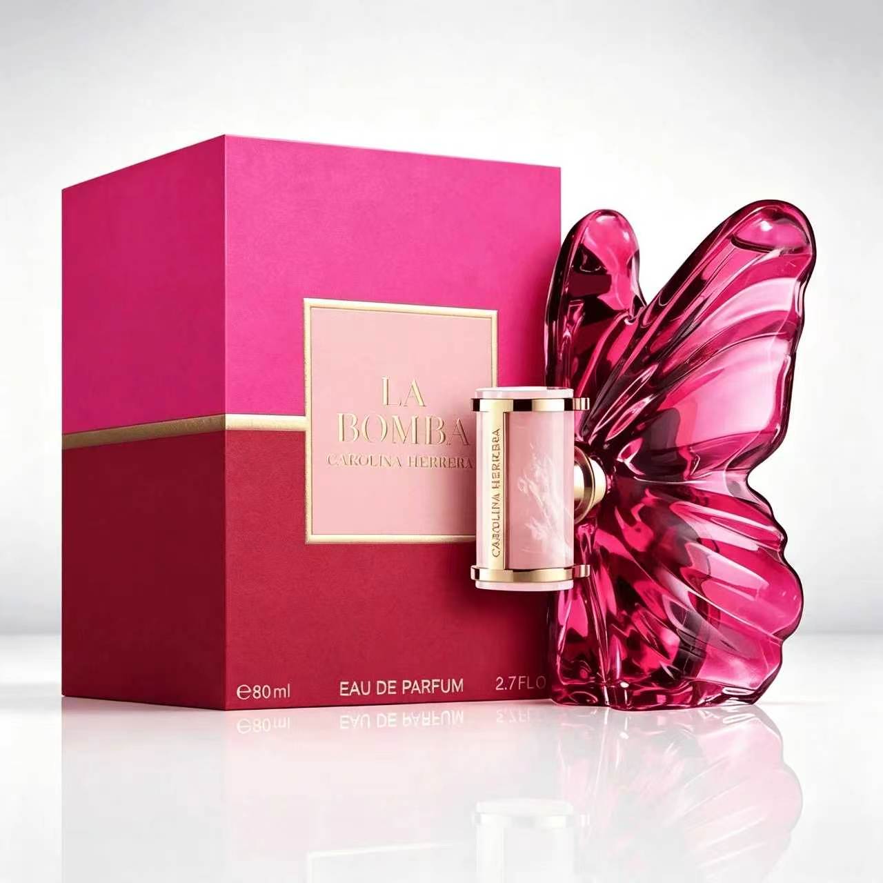 Perfume Alcohol Fragrance - カロリーナ・エレーラ ラ・ボンバ「炎の輝き」（バタフライ・パフューム）80ml。香りのタイプ：フローラル、フルーティー、アンバー。持続性が高く、デートやパーティー、通勤時にも最適。ギフトにもおすすめです。